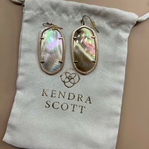 Kendra Scott Elle Rose Gold Earrings in Brown Mother of Pearl